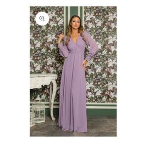 Elegant Lavender Long Sleeve Dress
